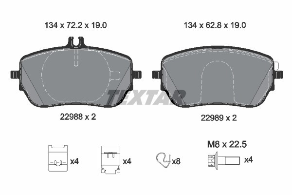 TEXTAR 2298801 set placute frana,frana disc