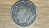 SUA / USA -moneda de colectie istorica- 5 cents 1905 - Liberty Nickel - rara !