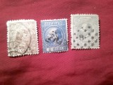 3 Timbre Olanda 1867 si 1872 Rege Willem III 5c si 12 1/2csi 1894 Regina Wilhelmina (cu defect) 7 1/2c , stampilate