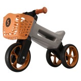 Bicicleta fara pedale cu cosulet pentru ghidon, 2 in 1, 18+ luni, pneuri si manere de cauciuc, 4 nivele de reglaj pe inaltime, Funny Wheels Rider Supe