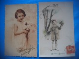 HOPCT 1762 COPII--ROMANTICA-FRANTA-LOT 2 CARTI POSTALE VECHI-CIRCULATE