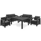 Curver Set mobilier gradina Corfu Fiesta 2 fotolii 2 canapele masa Plastic Rezistent intemperii