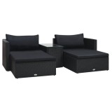 vidaXL Set mobilier de grădină cu perne, 5 piese, negru, poliratan 47813