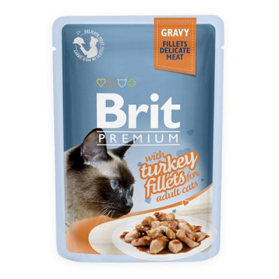 Pliculeț BRIT Premium Cat Delicate Fillets in Gravy with Turkey 85 g foto