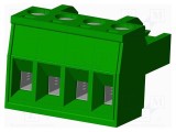 Conector regletă de conexiuni deconectabilă mufă mamă 12A 4 pini AMPHENOL ANYTEK verde