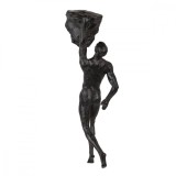 Decoratiune de perete din polirasina maro 9 cm x 9 cm x 32 h