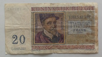 Bancnota - Belgia 20 Francs 03-04-1956 foto