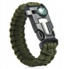 Bratara de supravietuire multifunctionala cu cutit, fluier, busola, bricheta si coarda paracord, model verde negru , accesoriu tehnic pentru drumetii