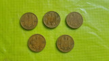 F471-Lot 5 monede 10 lei 1930 Carol 2 bronz circulate in stare buna. Pret pe lot