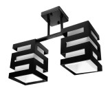 Lustra Lemn VANJA cu Abajur Patrat 2 X Dulie E27 Alb Negru, Alessandro DESIGN