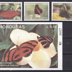Honduras 1992 fauna fluturi MI 1142-1144 + bl.52 MNH
