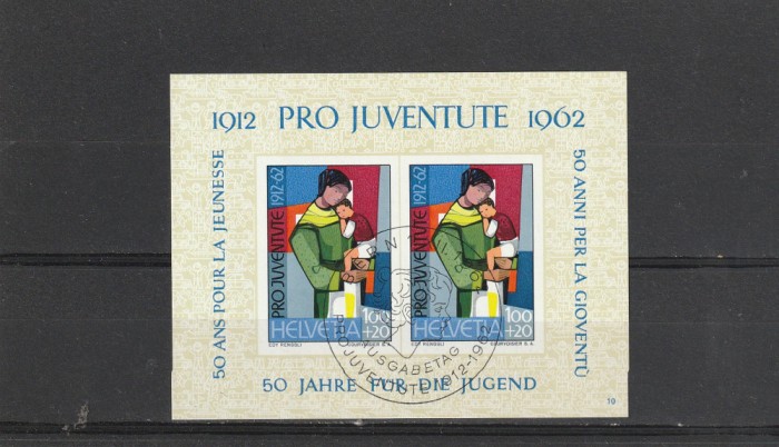 Pro Juventute 1962,50 de ani stampila speciala,Elvetia.
