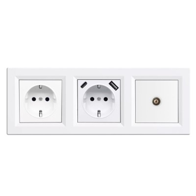Nova f&amp;ouml;ldelt csatlakoz&amp;oacute;aljzat dugalj, USB, TV csatlakoz&amp;oacute;val feh&amp;eacute;r kerettel foto