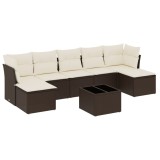 Cumpara ieftin Set canapele de gradina cu perne, 8 piese, maro, poliratan