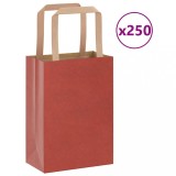 vidaXL Saci de h&acirc;rtie 250 buc cu m&acirc;nere roșii 15x8x21 cm