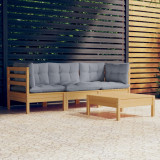 Set mobilier gradina cu perne gri, 4 piese, lemn de pin GartenMobel Dekor, vidaXL