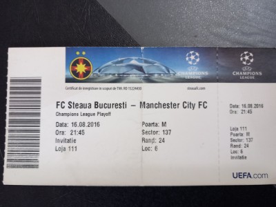 bilet Steaua - Manchester City foto