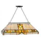 Lustra din metal negru si sticla Tiffany, 3 x 60W, 92 cm x 47 cm x 125 h