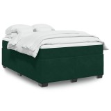 vidaXL Pat box spring cu saltea, verde &icirc;nchis, 160x200 cm, catifea 3285296