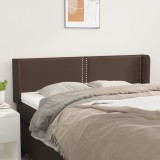 VidaXL Tăblie de pat cu aripioare maro 147x16x78/88 cm piele ecologică