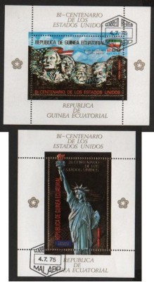 Eq. Guinea 1975 US Bi-Centennial, 2 perf.sheet, GOLD FOIL, used H.068 foto