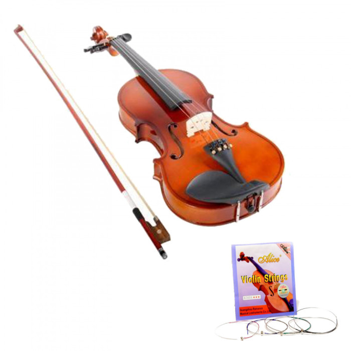 Set vioara clasica din lemn 1/8 toc inclus si set corzi