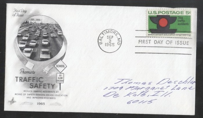 United States 1965 Traffic safety FDC K.630