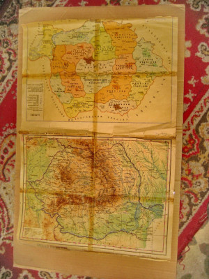 B182-Harta veche Republica Populara Romania hartie uzata. foto