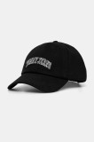 Tommy Jeans șapcă de baseball din bumbac culoarea negru, cu imprimeu, AW0AW16992