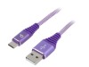 Cablu USB 2.0 Gembird A la C, 2m, Violet, Aurit, Textil