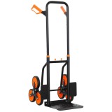 DURHAND Cărucior de Transport pentru Scări cu 6 Roți, Pliabil, Capacitate 120kg, Cadru din Oțel, M&acirc;ner PP, pentru Mutări, Grădinărit, Obiecte Grele, P