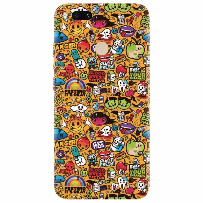 Husa silicon pentru Xiaomi Mi A1, Colorful Sticker Illustrations