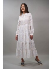 ROCHIE BOHO CHIC LUNGA TIP CAMASA CU BRODERIE CHARME Alb S-M