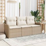 VidaXL Set de canapele pentru grădină cu pernă 3 pcs Bej Rattan poli