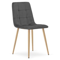 Scaun bucatarie/living, Artool, Kara, catifea, metal, gri si natur, 44.5x50.5x87 cm