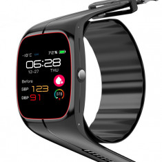 Smartwatch iSEN Watch P20 Negru, 1.3 HD, Tensiometru cu manseta gonflabila, Monitorizare familie, Ritm cardiac, Temperatura, Oxigen, 220mAh
