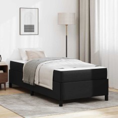 vidaXL Cadru de pat cu saltea Negru 80 x 200 cm Piele artificială