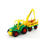 Tractor cu remorca lemne - Champion, 68x22x26 cm, Polesie