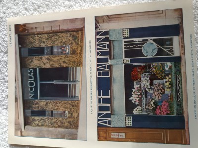 Plansa color prezentare comerciala vitrine magazine , arhitectura design 1940 foto