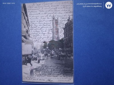 Paris - Turnul Saint - Jaques si bulevardul Rivoli , anul 1910 , carte postala interesanta, corespodenta catre Romania foto