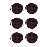 Set Perne decorative rotunde, pentru scaun de bucatarie sau terasa, diametrul 35cm, culoare negru, 6 buc/set, Palmonix