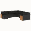 Set canapele de gradina cu perne, 11 piese, negru, poliratan