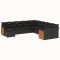 Set canapele de gradina cu perne, 11 piese, negru, poliratan