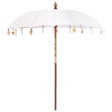 Umbrelă de Soare Manuală vidaXL Crem, 250 cm, Bumbac &amp; Lemn Masiv, Portabilă, Gradină/Terasa