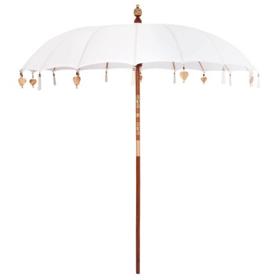 vidaXL Umbrelă de soare Manual Crem x 250 cm Bumbac și lemn masiv foto