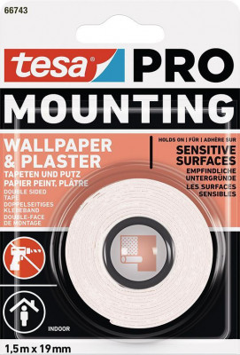 Tesa Mounting PRO, bandă de montaj, pentru tapet și tencuială, adezivă, 19 mm, L-1,5 m foto