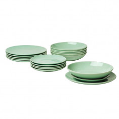 Set farfurii rotunde din ceramica, 18 piese, Verde foto