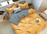 Cumpara ieftin Lenjerie de pat matrimonial cu husa elastic pat si fata perna patrata, Moraine, bumbac mercerizat, multicolor