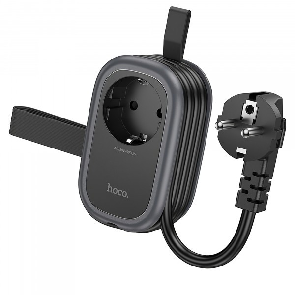 Prelungitor HOCO NS6, 12W, 2.4A, 2 x USB-A - 1 x USB-C - 1 x Schuko, Negru