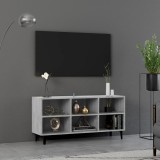 Comodă TV cu picioare metalice, gri beton, 103,5x30x50 cm
